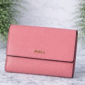 Furla Babylon S Compact Wallet – Blush Pink Textured Leather